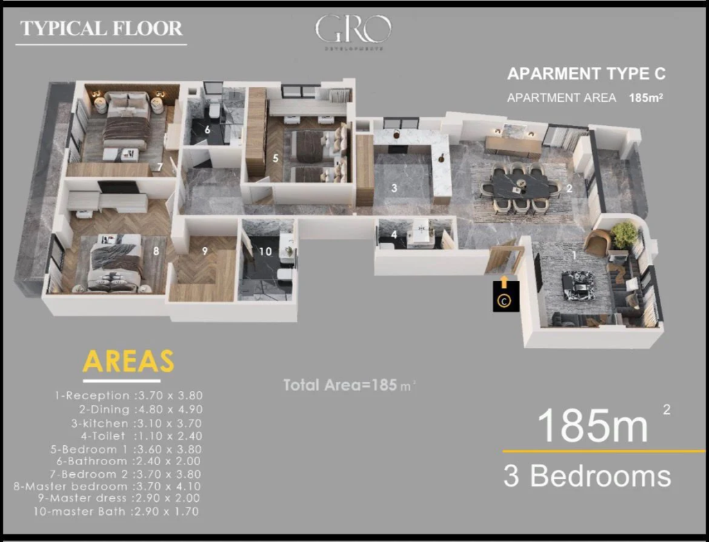 شقة للبيع في A134 شمال الرحاب من GRO Development