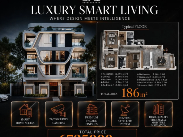 شقة للبيع 186 متر في GRO Luxury Smart Living بتشطيب بريميوم